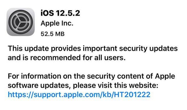 杂多苹果手机维修分享iOS12.5.2发布，建议所有老苹果用户安装 